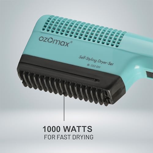 Image of Ozomax Windsor Self-Styling Hair and Beard Dryer Set - 1000W, 2-Speed Settings, 2 Comb Attachments for Styling and Smoothing