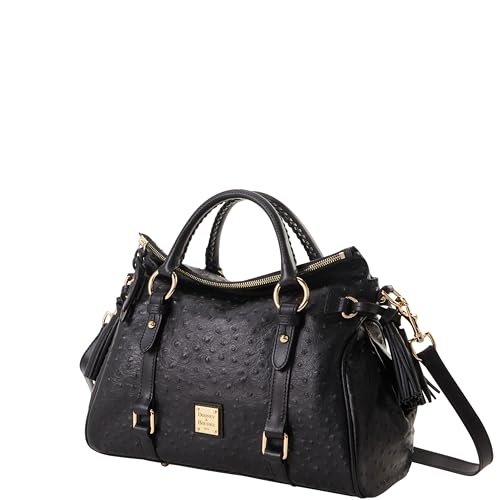 Dooney & Bourke Satchel Bags for Women, Large Ostrich Leather Handbag with Removable Crossbody Strap