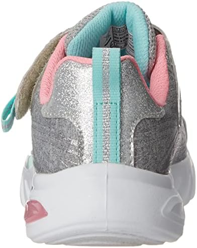 Skechers Kids Girls Glow Brites Sneaker, Light Grey, 11 Little Kid | Image 2