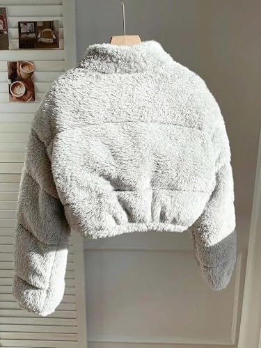 Image of KOTTY Women's Coral Fabric Winter Grey Jacket - Ultra-Soft Warm Wear with Plush Texture and Premium Comfort Fit