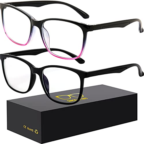 Image of Oilway Blue-Light Blocking Glasses Computer Reading /Gaming /TV /Phones Glasses Fashion Anti Eyestrain Glasses for Women Men(B1 Black + Black Violet)