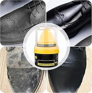 Image of Leather Repair Cream Liquid Shoe Polish, Liquid Shoe Shine, Natural Cream Leather Shoe Polish, Protects Leather from Scuffs and Scratches, Shoe Care Shoe Cream with Sponge (Black)