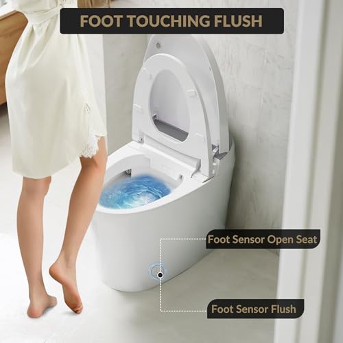 Inodoro inteligente GarveeHome, una pieza, bidé para baños, operación con sensor de pie, descarga automática al levantarse, asiento calefaccionado y luz nocturna, inodoros para comodidad en baños, descarga potente miniatura 7