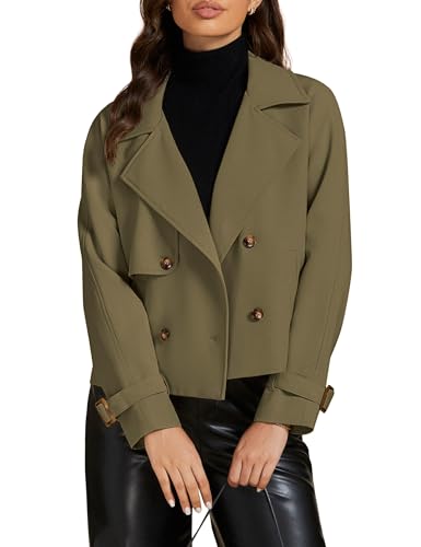 Amazon.com: luvamia Cropped Trench Coat for Women Long Sleeve