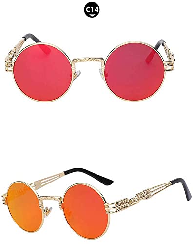 OWL Steampunk Retro Gothic Vintage Colored Metal Round Circle Frame Sunglasses Colored Lens2