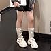 Little Girls Lace-Up Knee High Boots Winter Fashion Leather Mid Calf Combat Riding Boots Kid Girl Cute Holiday Party Long Boot Shoes