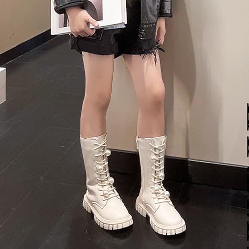 Girls Mid Calf Boots Chunky Heel Platform Boots Fashion Motorcycle Biker Combat Boot Slip On Waterproof Winter Booties2