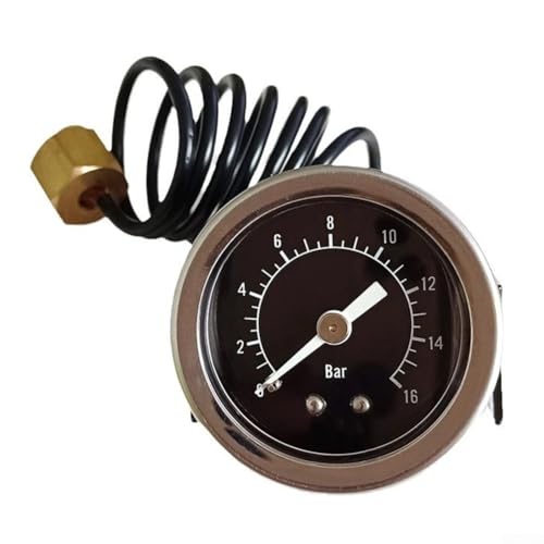 NbgrvB Manomètre pour machine à café, filetage interne G1/8, 16 bar avec débitmètre capillaire de 600 mm pour mousseur à lait et machine à eau