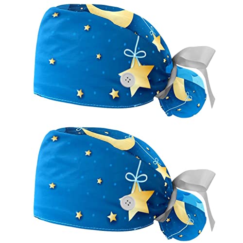 Chapeaux de travail lune bleu JDEZ lot de 2 casquettes de travail respirantes mixtes