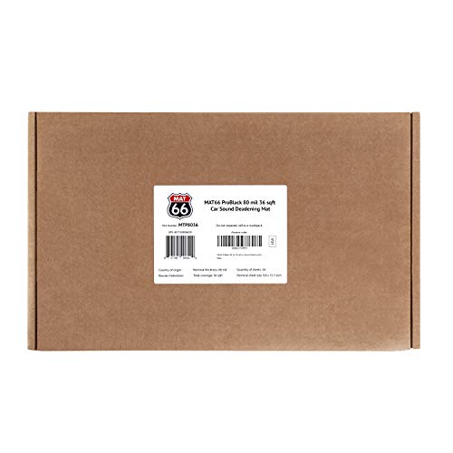 MAT66 ProBlack 80 mil 36 sqft Car Sound Deadening Mat, Butyl Automotive Sound Deadener, Vehicle Audio Sound Insulation and Dampening Material