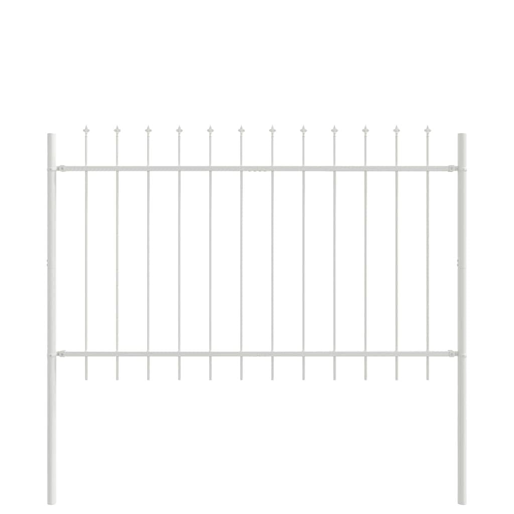 White Garden Fence Panel 4 Pcs 6.8 x 1.2 m Powder Coated Steel Outdoor Privacy Barrier for Property Boundary Decorative Garden Enclosure