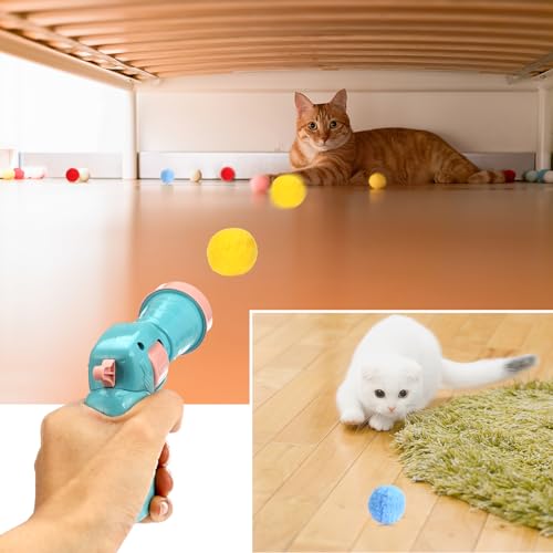 Mkitnvy interaktives Plüsch-Katzenspielzeug 50 weiche Pompon-Bälle