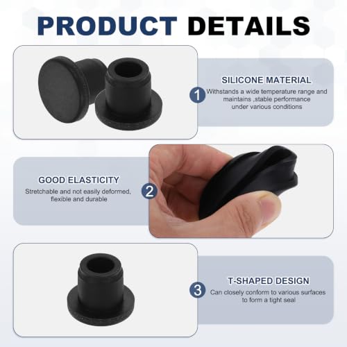 Image of MECCANIXITY 11pcs T-Shaped Silicone Plugs 8.3mm 5 /16 Inch Dia, Black | Snap in Plug Hole Seal Cover Round Rubber Stopper for 8-8.3mm Holes Kitchen Rubber Bulkheads Waterproof Sealing