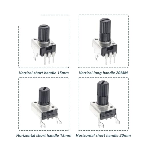 Potenciómetro RV09 horizontal con eje de 15mm y resistencia variable kit de 10 unidades 3