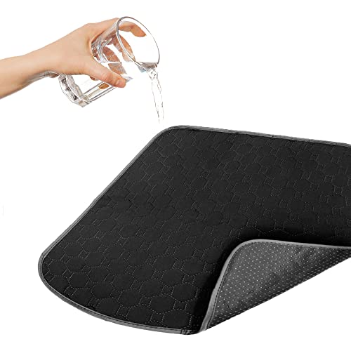 GRUENERDE Waschbare Hochabsorbierende Inkontinenz Stuhlauflage Wasserdichte Sitzauflage Inkontinenzunterlage für Rollstuhl Autositz Sofa 54X56cm Schwarz Cover