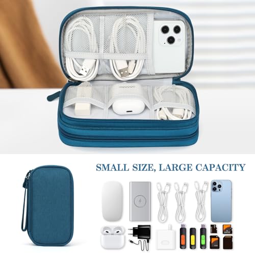 Image of FYY Electronic Organizer, Travel Cable Organizer All-in-One Storage Bag Pouch Electronic Accessories Carry Case Portable Waterproof Double Layers for Cable, Cord, Charger, Phone, Earphone Green