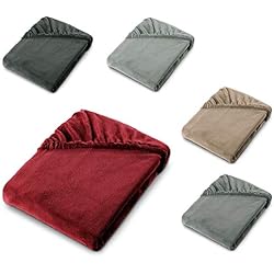 Ugg Sabanas aqua-textil Feelwell Sábanas Ajustables Revestimiento para Cama Boxspring vellón Microfibra 180x200 cm Burdeos