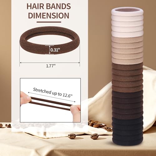 150 Pcs Elastic Hair Ties No Damage for Thick & Thin Hair, Ponytail Holders, Elastics, Soft Pony Tails Bands for Women, Neutral Colors - Image 3