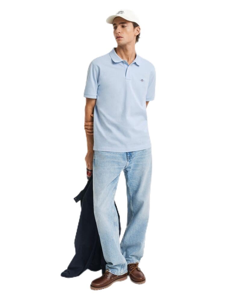 Gant Men's Fresh Blue Regular Shield Pique Polo Shirt, 3XL