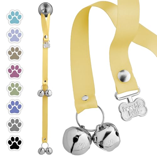 PoochieBells Dog Door Bells for Potty Training, Quick & Easy Puppy Potty Training Method Included, Handcrafted in USA with Loud, Paw-Safe Bells, Lemon Drop