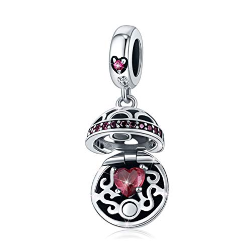 Colgante de corazón de plata de ley 925 con caja de regalo para mujeres y niñas, para pulsera de cadena de serpiente