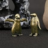 MHYGKTXRA 2pcs Brass Penguin Statue Little Penguin Statue Ocean Arctic Animal Collection Sculpture Feng Shui Animal Statue
