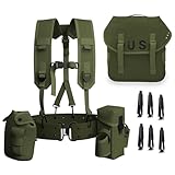 MT Military Alice Yoke Shoulder Strap with Belt, Utility Army Butt Pack and Canteen & Magazine Pouch Set for Outdoor Backpack Olive Drab