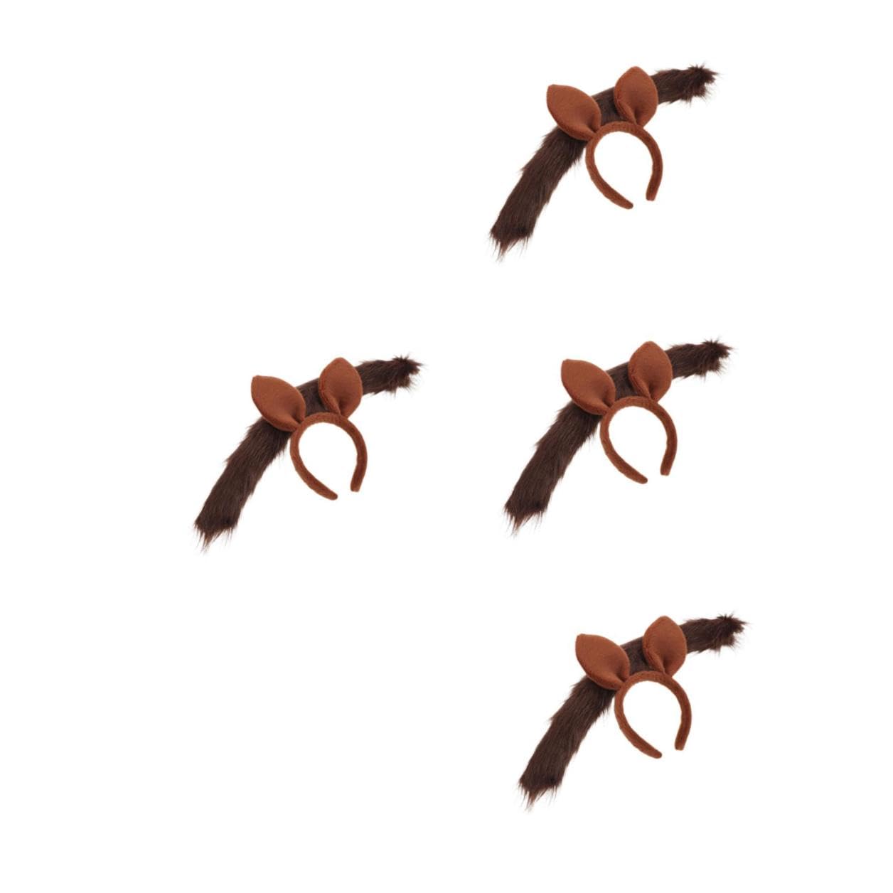 Healeved 4 Juegos Diadema de Cosplay Orejas de Caballo de Felpa Marrón para Disfraces, Accesorios Cómodos para Actuaciones y Celebraciones Infantiles y Adultas