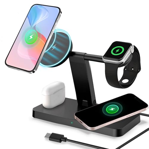 Induktive Ladestation für Phone und Apple Watch, 4 in1 Wireless Charger für Phone 16/15/14/13/12/11/Pro/Max/X/8/Plus, Ha...