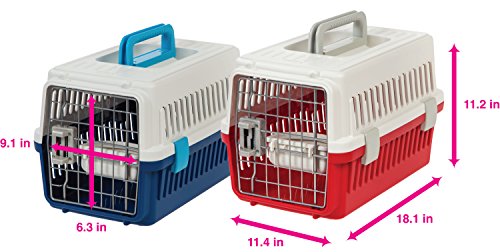 Iris Usa 18" Extra Small Deluxe Pet Travel Carrier With Removable Bowl For Food Or Water, Hard-Sided Training Crate For 11 Lbs. Pet Cat Kitten Chihuahua Yorkshire Terrier Toy Poodle Small Dog, Red #TOP1