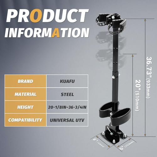 KUAFU Gun Rack Compatible with Polaris Ranger RZR General Can-Am Defender Pioneer Maverick Kawasaki Mule Teryx Kubota Golf Cart Gun Vertical Floor Mount Truck UTV Gun Holder - Thumbnail 2