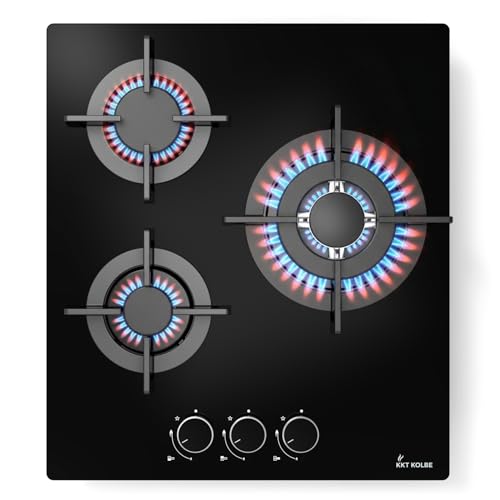 KKT KOLBE G453G Plaque de cuisson à gaz 45 cm, autonome, 6,2 kW, 3 feux, réglable en continu, zone wok, sans cadre, commande à bascule, support de casserole...