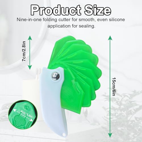 Image of Serplex 9-in-1 Caulking Tool Kit Reusable Grout Scraper & Sealant Finishing Tool Set for Bathroom Kitchen and Window Sealing, Multi-Angle Caulk Nozzle Remover with Compact Foldable Handle