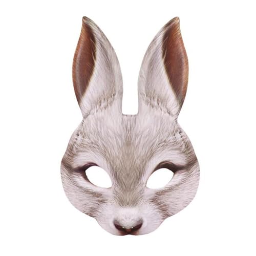 QFYFGYT Halloween animal rabbit mask Costume party mask cartoon prop (white)