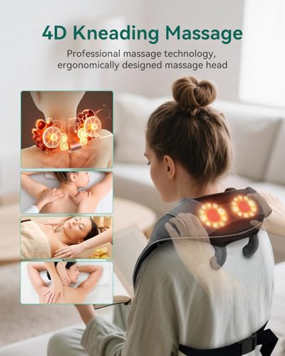 Image of Snailax Cordless Neck Shoulder Massager with Soothing Heat, 2026 Upgraded 4D Deep Tissue Kneading, Shiatsu Massager Pillow for Neck, Traps, Back, Wearable Hand-Free Straps, Gifts for Men Women Mom Dad