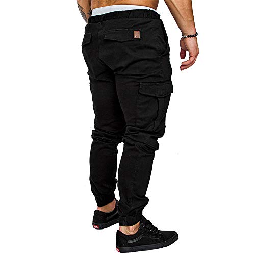 sandbank Men's Jogger Pants Multi Pocket Casual Pants Low Waist Solid Trousers Stretch Slim Fit Sports Cargo Pants3
