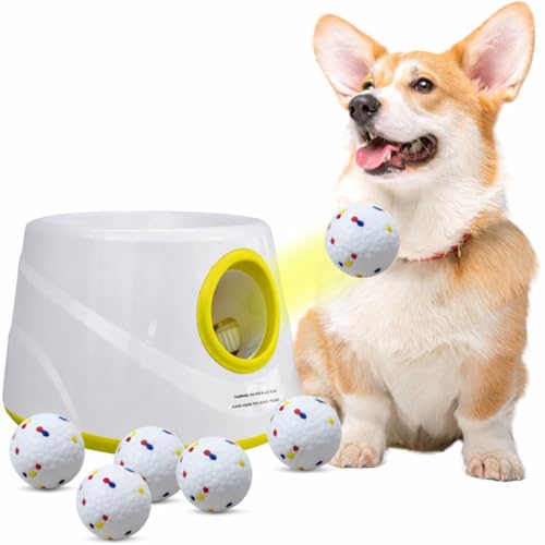 JLGK Automatic Dog Ball Launcher for Small Dogs & Medium Dogs, Interactive Fetch Machine with 3...