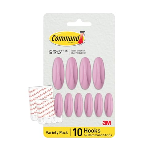 Command Mixed Designer Hook Pack, Lilac Lemonade, 10 Hooks, 16 Strips - image 1