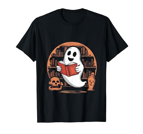 Lecture de Ghost Halloween Spooky Book Lover Funny Halloween T-Shirt