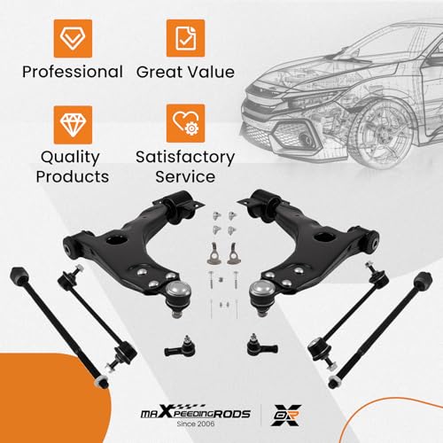maXpeedingrods 8Pcs Front Suspension Kit for Ford Focus 2006-2011, Front Lower Control Arm with Ball Joint, Sway Bar End Links, Outer Inner Tie Rod, K80407 K80408 by maXpeedingrods - Image 5