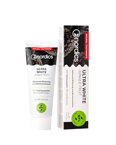 Pasta de dientes Repair Ultra White | Blanqueamiento con Carbón Activado | Tecnología PVP | Esmalte dental Artificial Hidroxiapatita y Bromelina | Sin flúor | 75 ml | Nordics