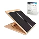 Adjustable 16.5'×12' Wooden Slant Board – 5-Angle Foldable Calf Stretcher & Squat Wedge for Home-Gym, Portable Incline Board, 350 lb Rated