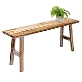 Spetebo Banco de madera de teca rectangular natural – 100 x 42 cm – Taburete decorativo de madera maciza rústica – Soporte para plantas, taburete decorativo