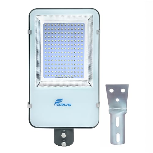 Image of Forus 100W LED Street Light with Clamp, IP66 Waterproof Outdoor LED Street Light, High Lumen 12000lm Yellow, Aluminium Body for Road, Parking Lot, Garden & Industrial Outdoor Lighting (1 Pc)