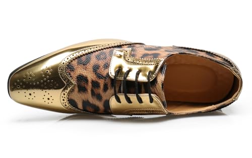 Mens Oxfords Formal Dress Leopard Texture Wingtip Derby Glossy Leather Shoes for Men Fashion Wedding Prom Modern Shoes Business Casual Tuxedo Luxury Shoes3