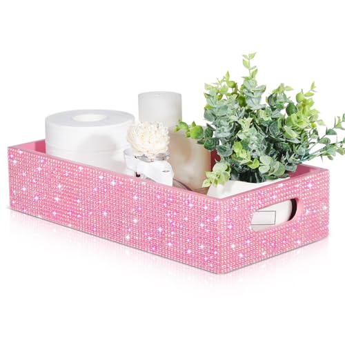 Honeydak Bling Rhinestone Bathroom Basket with Handle 13" x 6"