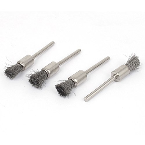 Aexit 4pcs 3mm Wire Wheels & Brushes Shank 8mm Dia Steel Wire Cleaning Polishing Brush Wheel Power Brus 52mm Long