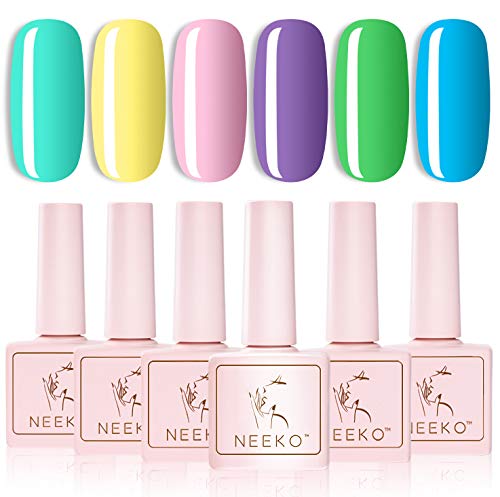 Neeko pastel gel nail polish kit, macaron girly colors collection…