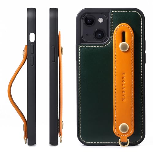 HANATORA for iPhone 15 �P�[�X �{�v �ϏՌ� �w�ʃx���g �X�g���b�v�����O �X�}�z�P�[�X �X�}�z �X�^���h�@�\ �R�[�h�z���_�[ �K���X�t�B���� �t�� �I�C���h���U�[ �M�t�g �O���[��+�I�����W GH-15-Green-Orange