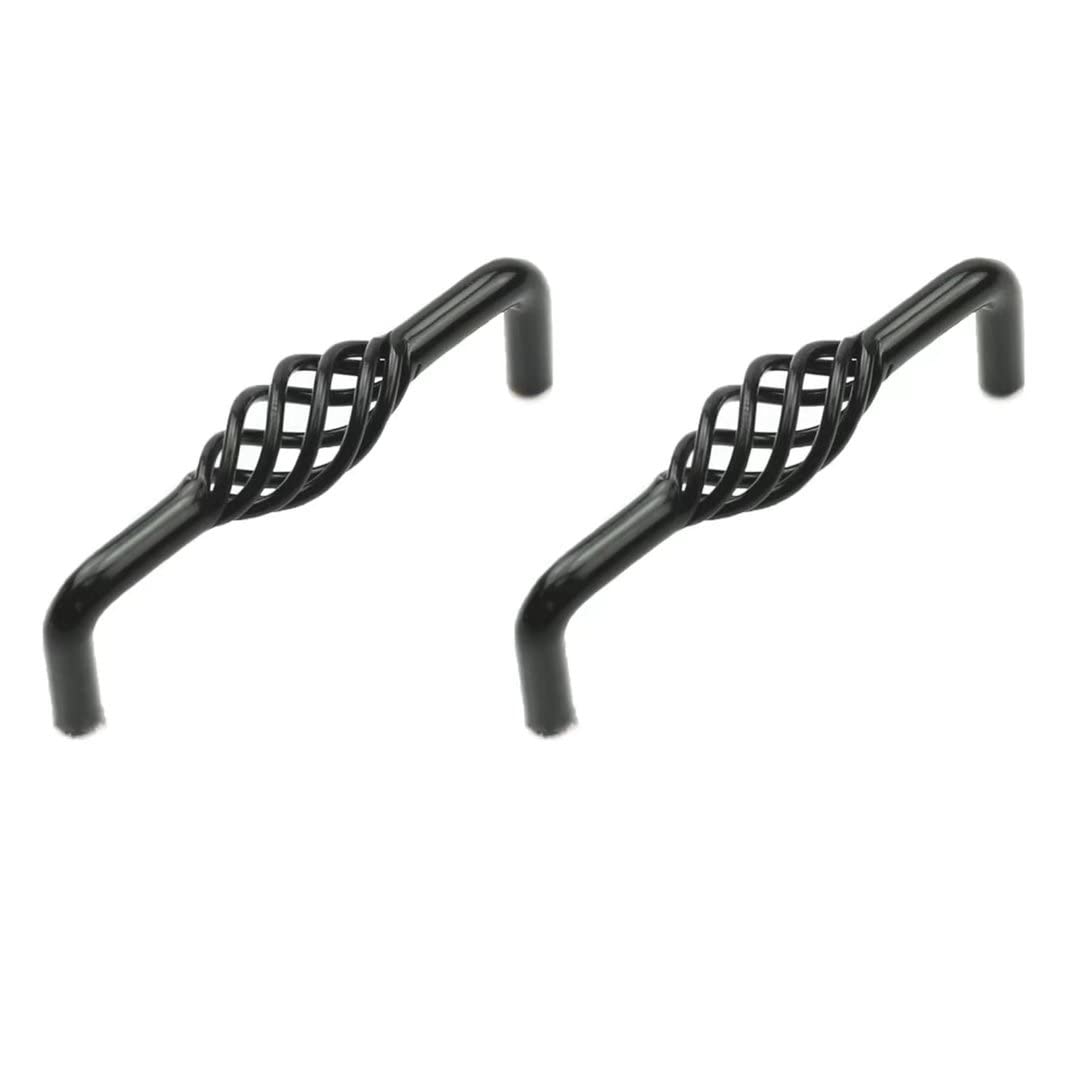 Creatwls 2 PCS Vintage Black Bird Cage Spiral Shape Cabinet Knobs/Pulls/Handles for Wardrobe,Drawer, Dresser, Cupboard, Etc Come with Screws